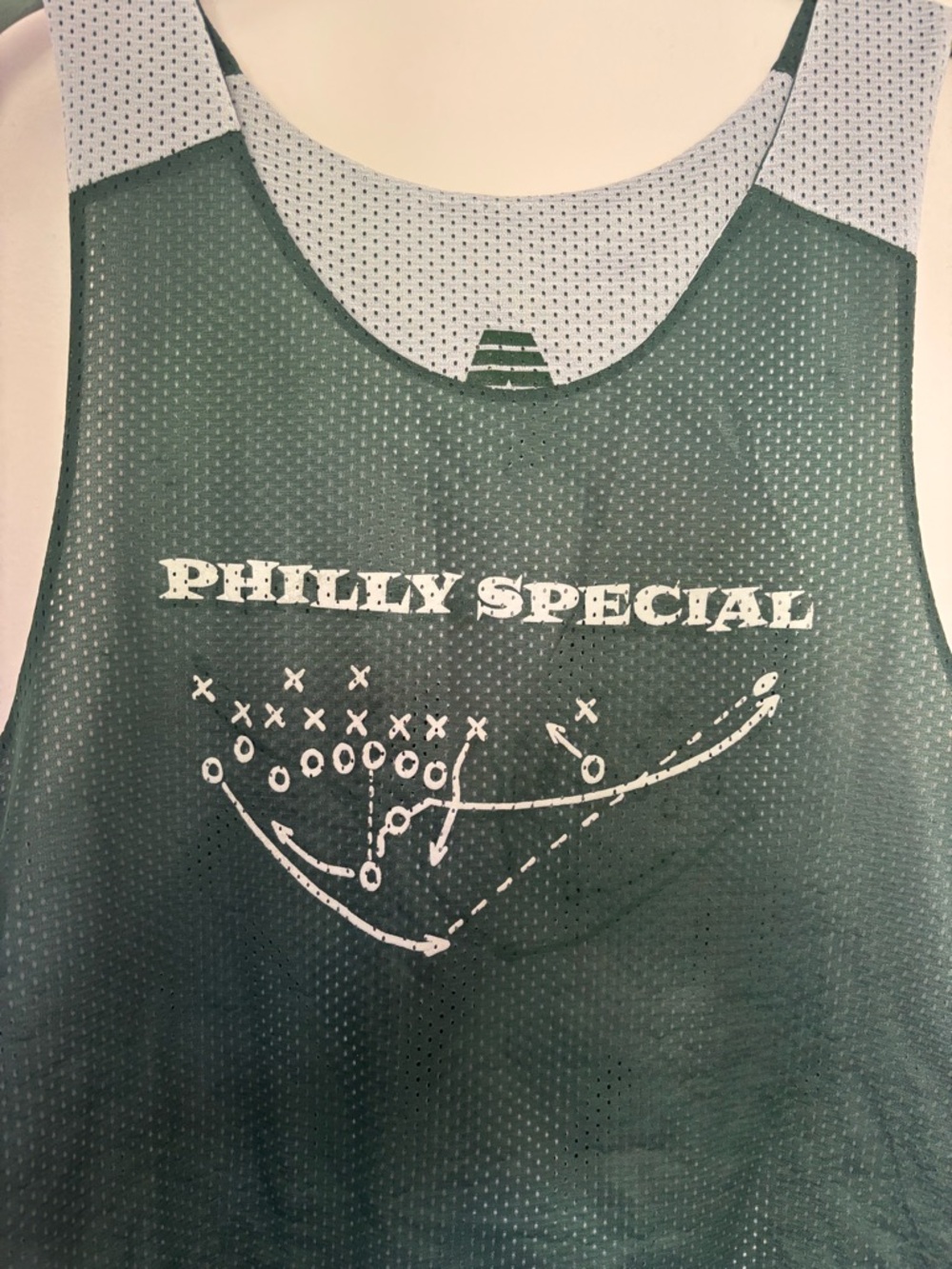 Gildan Green and White 'Philly Special' Mesh Athletic Tank - Picture 2 of 5